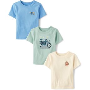 The Children's Place,Baby Boys,and Toddler Vehicle Short Sleeve Graphic T-Shirts,Multipacks,Excavator/My Luck/Race Cars 3-Pack,5 Years in Kuwait