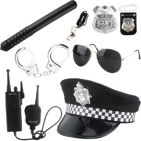 8 Pcs Police Costume Accessories Police Officer Hat Policeman Costume Kit for Halloween Dress Up Career Day Party in Saudi Arabia