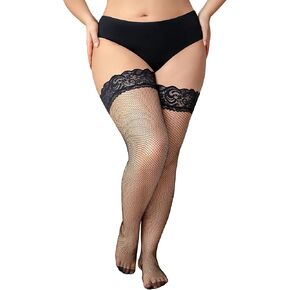 Artfasion Plus Size Fishnet Stockings: Women Sexy Thigh High Tights for Curvy Female Gifts in Kuwait