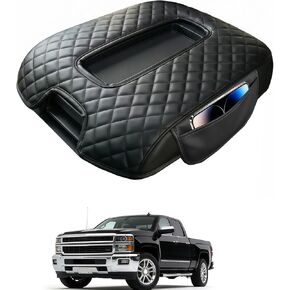 Center Console Armrest Cover with Side Pocket For Chevy Silverado & GMC Sierra 1500 2500 3500 2014-2018, Yukon & Tahoe & Suburban 2015-2020, For Console Bucket Seat, Arm Rest Cushion, Anti-Scratch in Kuwait