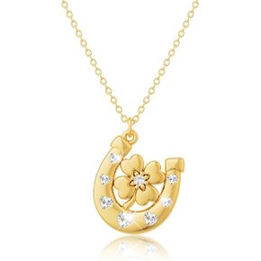 18K Gold Plated Necklace for Women,Dainty Horseshoe Necklace with Heart Cubic Zirconia, Lucky Pendant Necklace for Women,Stainless Steel Good Luck Jewelry Gift for Birthday,Anniversary or Graduation in Saudi Arabia