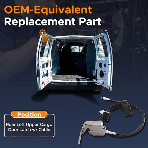 Driver Side Upper Trunk Door Latch with Cable Compatible with Ford E150 E250 E350 1992-2009 Cargo Left Lock Replaces for 6C2Z-1543286-AA, 6C2Z1543286AA in Kuwait