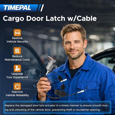 Driver Side Upper Trunk Door Latch with Cable Compatible with Ford E150 E250 E350 1992-2009 Cargo Left Lock Replaces for 6C2Z-1543286-AA, 6C2Z1543286AA in Kuwait