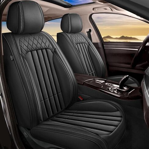 Car Seat Covers Fit for Dodge Grand Caravan 2008-2020: Front Set Waterproof Leather Vehicle Seat Cushion Luxury Automotive Protector Easy to Install(2 Seats, Black) in Kuwait