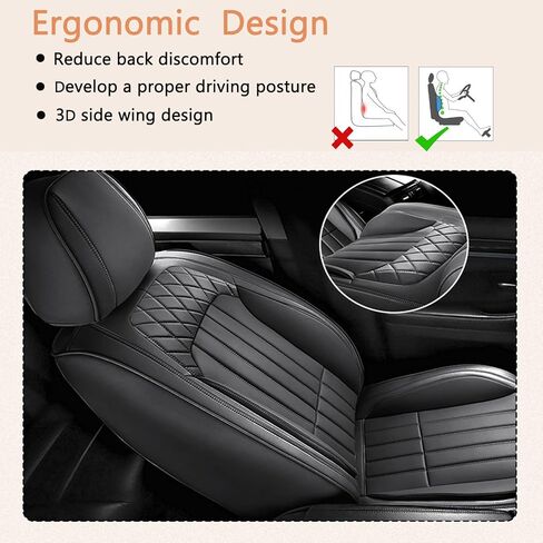 Car Seat Covers Fit for Dodge Grand Caravan 2008-2020: Front Set Waterproof Leather Vehicle Seat Cushion Luxury Automotive Protector Easy to Install(2 Seats, Black) in Kuwait