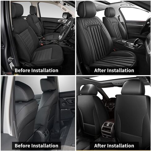 Car Seat Covers Fit for Dodge Grand Caravan 2008-2020: Front Set Waterproof Leather Vehicle Seat Cushion Luxury Automotive Protector Easy to Install(2 Seats, Black) in Kuwait