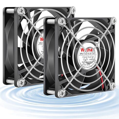 Wathai IP68 120mm x 25mm 12V Waterproof Exhaust Cooling Fan High Performance Dual Ball 12 Volt Fan 2Pin for DIY RV Refrigerator, Grow Tent, Terrarium Ventilation Cooling in Saudi Arabia