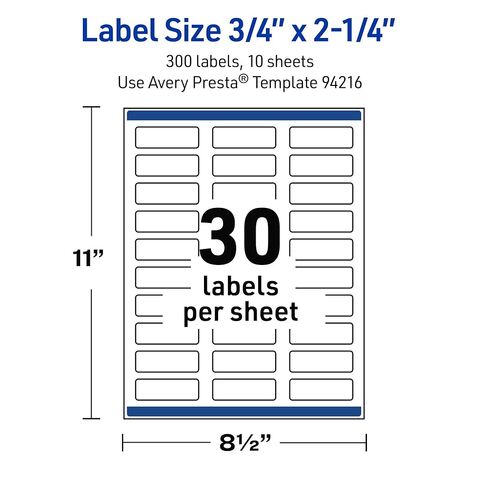 Avery Outdoor Waterproof Rectangle Labels with Sure Feed Technology, 0.75" x 2.25", White Film, Print-to-The-Edge, Compatible with Laser Printers, 300 Labels Total in Saudi Arabia