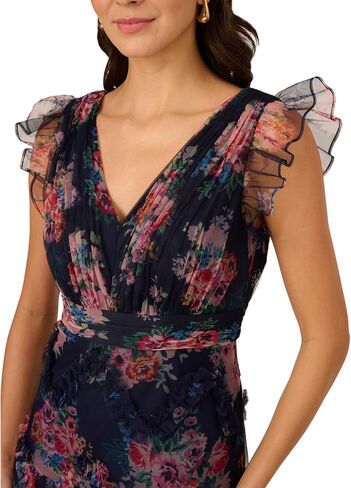 Adrianna Papell Printed Tulle Ankle Dress in Saudi Arabia