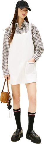 Tommy Jeans Women's Sleeveless Cord Pinafore Dress with Embroidered Script Logo in Kuwait