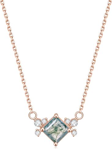 Gem's Beauty Moss Agate Jewelry Green Moss Agate Pendant Necklace in 925 Sterling Silver Women's 14K Rose Gold Necklaces in Kuwait