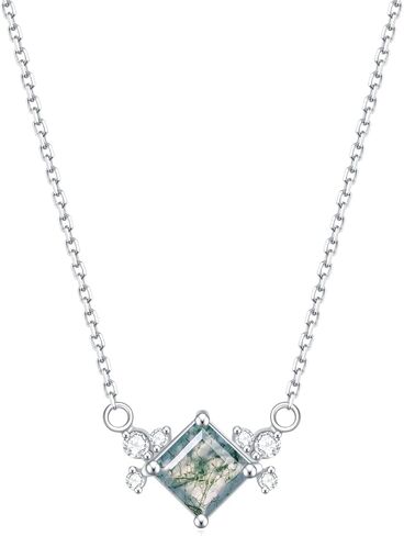 مجوهرات العقيق الطحلب الأخضر من Gem's Beauty قلادة عقيق الطحلب الأخضر من الفضة الإسترليني عيار 925 للسيدات قلادات من الذهب الوردي عيار 14 قيراط in Kuwait