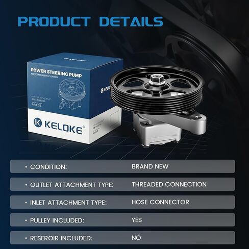 KELOKE Power Steering Pump, with Pulley, Compatible with Honda V6 3.5L 2005-2010 Odyssey, 2005-2008 Pilot; Compatible with 2007-2013 Acura MDX, V6 3.7L, Replace# 56110RGLA01 in Kuwait