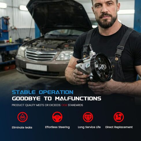 KELOKE Power Steering Pump, with Pulley, Compatible with Honda V6 3.5L 2005-2010 Odyssey, 2005-2008 Pilot; Compatible with 2007-2013 Acura MDX, V6 3.7L, Replace# 56110RGLA01 in Kuwait