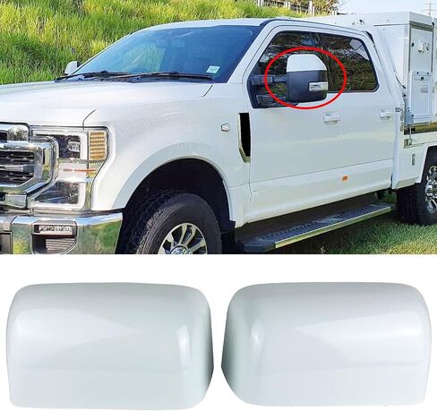 غطاء أغطية مرآة متوافق مع 2008-2016 Ford F250 F350 F450 غطاء مرآة جانبية ملحقات سحب فائقة التحمل (نمط أبيض) in Kuwait