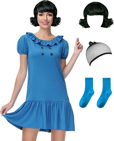 Maisolly Halloween Women's Costume Adult Puff Sleeve Mini Cospaly Party Dress in Saudi Arabia