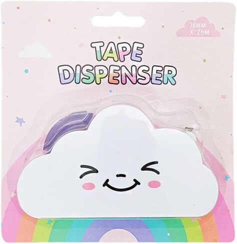 White Tape Desk Dispenser Cute Tape Dispenser Cloud Tape Cutter with Rainbow Novelty Tape Dispenser Holder for Home School Office Stationary Packaging Wrapping Craft Supplies in Saudi Arabia