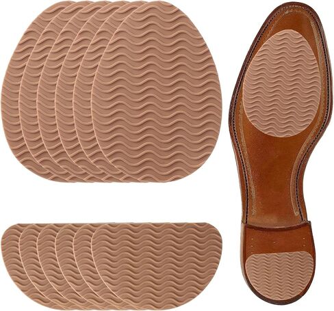 12pcs Non-Slip Shoe Pads, Anti Slip Shoe Grips, Self-Adhesive Anti-Skid Rubber Sole Protectors with Noise Reduction for High Heels, Leather Shoes, Boots, Sandals, Brown in Saudi Arabia