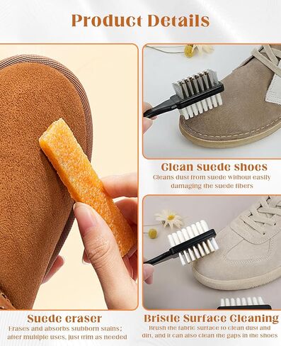 8PCS Suede Eraser and Brush Kit, Soft Cleaner for Shoes Jacket Nubuck Removing Stains in Kuwait