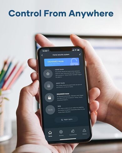 نظام إنذار المنزل اللاسلكي من 7 قطع ، نظام إنذار WiFi للأطفال سلامة الأطفال ، أمان المنزل ، الشقة ، إنذار نافذة الباب مع تنبيه تطبيق الهاتف (صفارة الإنذار 130DB ، أجهزة استشعار عن بعد ، عن بُعد) in Kuwait