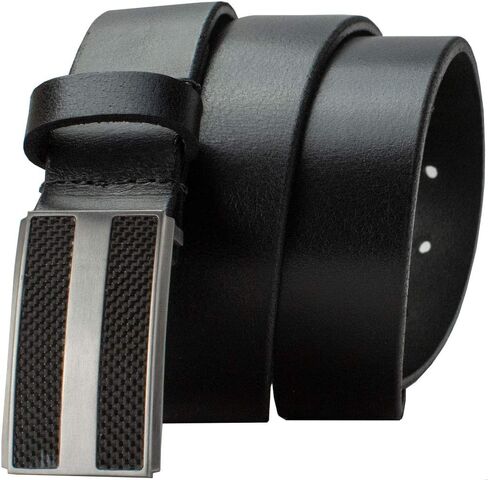 Nickel Free Titanium-Carbon Fiber Black Belt - USA Made Solid Full Grain Leather with Certified Nickel Free Titanium Buckle in Saudi Arabia