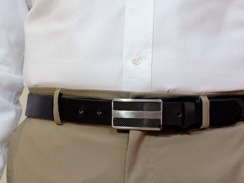 Nickel Free Titanium-Carbon Fiber Black Belt - USA Made Solid Full Grain Leather with Certified Nickel Free Titanium Buckle in Saudi Arabia