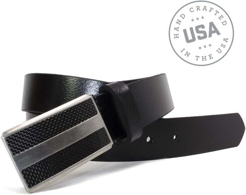 Nickel Free Titanium-Carbon Fiber Black Belt - USA Made Solid Full Grain Leather with Certified Nickel Free Titanium Buckle in Saudi Arabia
