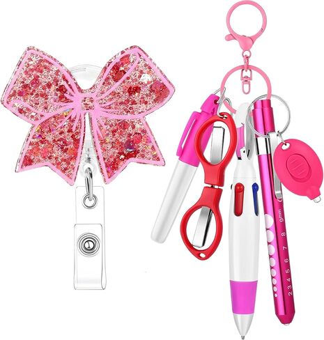 Nurse Pen Set Badge Reel Holder Accessories Clip - Retractable Mini Nursing Ball Pen Permanent Marker Highlighter Light Penlight Flashlight Scissors Work Student Office in Kuwait