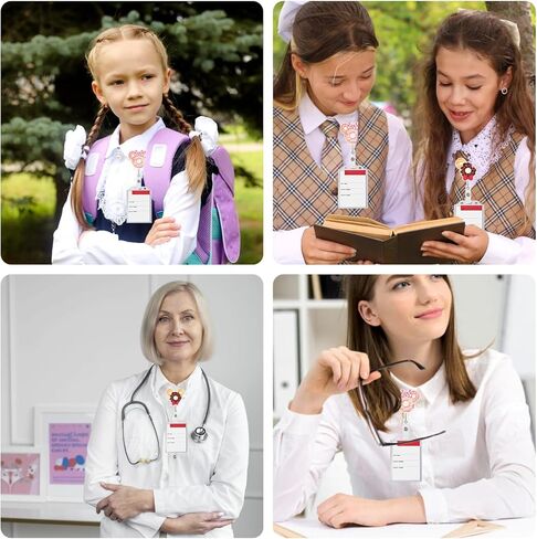 عبوتان من بكرات حامل الشارات القابلة للسحب، مشابك شارة الفأر اللطيفة على شكل كعكة لطلاب المدارس، وممرضات الأطفال، وبطاقات تعريف الاسم للمساعد الطبي in Kuwait