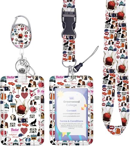 Twilight Merch، حامل شارة الهوية مع حبل قصير، حامل بطاقات شارة الهوية قابل للسحب، حزام حبل للرقبة قابل للفصل مع بكرة شارة وحامل هوية رأسي، هدايا مستوحاة من البرامج التلفزيونية لمحبي الفتيات in Kuwait