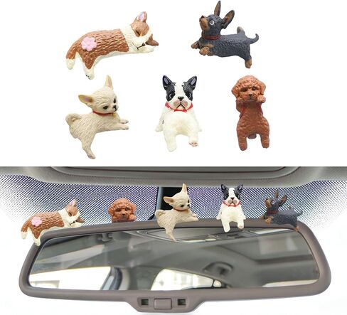 5 قطع من تماثيل الكلاب الصغيرة من Roselover، شاشة كمبيوتر للسيارة، ديكور لطيف لشاشة الكلاب، تمثال كلب للسيارة، ملحقات داخلية للسيارة للوحة القيادة، مرآة الرؤية الخلفية، ديكور من الراتنج، تماثيل كلب رائعة، هدايا مضحكة in Kuwait