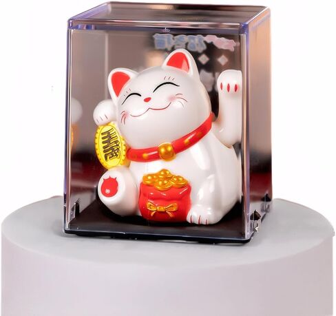 Lucky Cat Waving Arm – Traditional Chinese Feng Shui Maneki Neko, for Car, Business Premises, Offices, and House – an Auspicious Charm for Good Fortune and Luck(White) in Saudi Arabia
