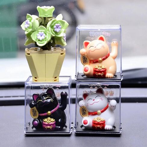 Lucky Cat Waving Arm – Traditional Chinese Feng Shui Maneki Neko, for Car, Business Premises, Offices, and House – an Auspicious Charm for Good Fortune and Luck(White) in Saudi Arabia