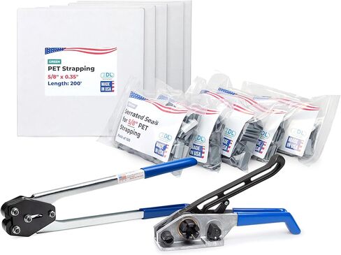 IDL Packaging 5/8" x 200' PRO Polyester (PET) Strapping Kit, 1400 lbs. Break Strength - Include Consumables for up to 100 Strapping Cycles in Saudi Arabia