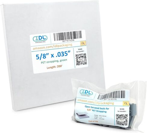 IDL Packaging 5/8" x 200' PRO Polyester (PET) Strapping Kit, 1400 lbs. Break Strength - Include Consumables for up to 100 Strapping Cycles in Saudi Arabia