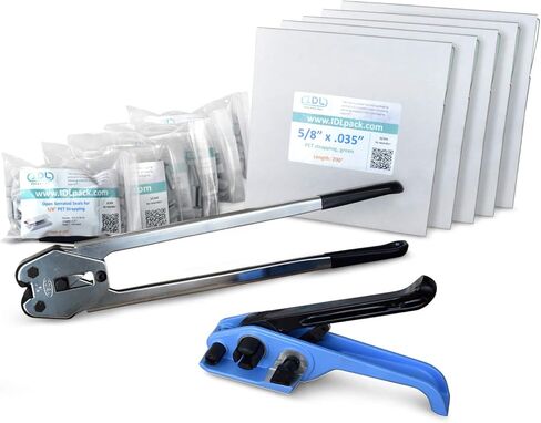 IDL Packaging 5/8" x 200' PRO Polyester (PET) Strapping Kit, 1400 lbs. Break Strength - Include Consumables for up to 100 Strapping Cycles in Saudi Arabia