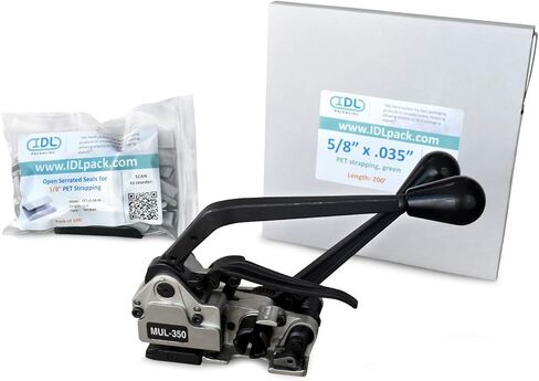 IDL Packaging 5/8" x 200' PRO Polyester (PET) Strapping Kit, 1400 lbs. Break Strength - Include Consumables for up to 100 Strapping Cycles in Saudi Arabia