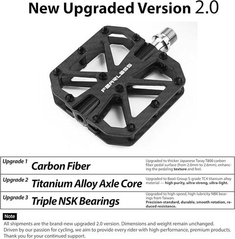 Carbon Fiber Pedals with Titanium Core - Lightweight T800 Carbon Fiber, Anti-Slip Aluminum Pins, 12-Pin Design, Durable & Strong for Road & Mountain Bikes in Kuwait