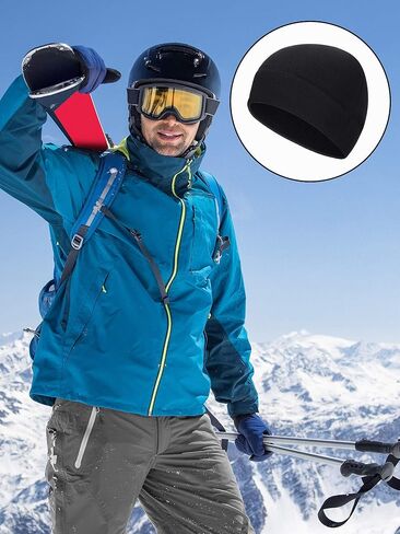 SATINIOR 4 Pieces Cotton Skull Caps for Men Women Fleece Beanies Hat Warm Soft Polar Beanie Hat Thick Windproof Winter (S,Black, Khaki, Navy Blue, Grey) in Saudi Arabia