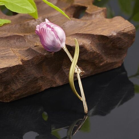 Anmpab Classic Tulip Flower Brooch Alloy Enamel Floral Pin for Women Blazer, Wedding, Prom, Party in Saudi Arabia