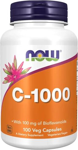 كبسولات فيتامين C-1000 النباتية من NOW Foods، 100 كبسولة نباتية في كل زجاجة in Kuwait