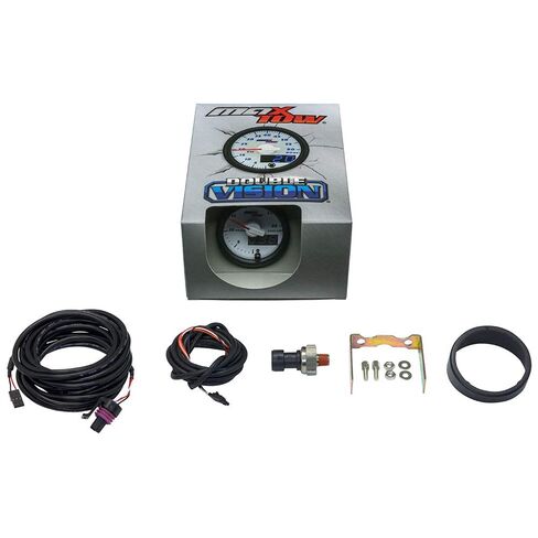 MaxTow Double Vision 35 PSI Coolant Pressure Gauge Kit - Includes Electronic Sensor - White Gauge Face - Blue LED Illuminated Dial - Analog & Digital Readouts - 2-1/16" 52mm in Kuwait