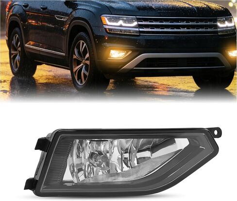 HECASA Right Halogen Fog Lights Compatible with 2018-2020 Volkswagen Atlas Front Bumper Fog Light Lamp Clear Lens+Black bezel Passenger Side Replacement for 3CN941662 VW2593138 in Saudi Arabia