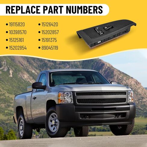 19115820 Front Passenger Window Switch with Dark Gray Bezel Fits for 2003-2006 Chevy Silverado Avalanche GMC Sierra Yukon Cadillac Escalade, Power Button in Kuwait