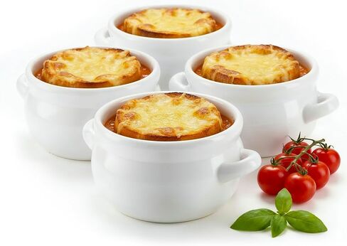 وعاء حساء البصل الفرنسي ، من قبل كوك ، حساء البصل الفرنسي ، أوعية آمنة للفرن ، فخور حساء ، سيراميك ، مقابض ، أدوات حجرية ، غسالة صحون ، ميكروويف ، فرن وفرن آمن 16 أوقية سعة قياسية ومجموعة كاملة من 4 أوقية من 4 in Kuwait