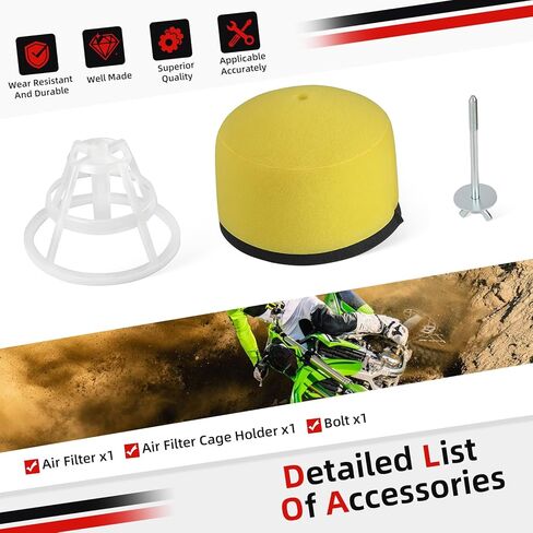 لكاواساكي KX65 2000-2024 لسوزوكي RM65 2003-2005 فلتر الهواء وحامل القفص + الترباس in Kuwait