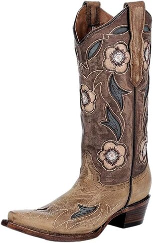Circle G Western Boots Womens Embroidery Inlay Leather Sand L6155 in Kuwait