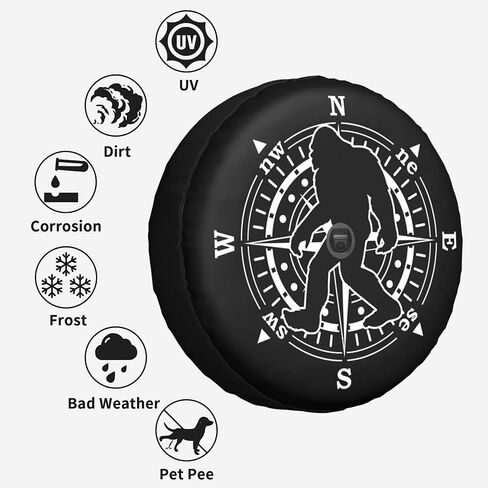Compass Ross Camping Spare Tire Cover with Backup Camera Hole Leather Wheel Cover for Wrangler JL, Sport & Sahara (2018-2025) in Saudi Arabia