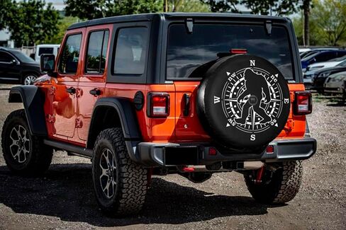 Compass Ross Camping Spare Tire Cover with Backup Camera Hole Leather Wheel Cover for Wrangler JL, Sport & Sahara (2018-2025) in Saudi Arabia