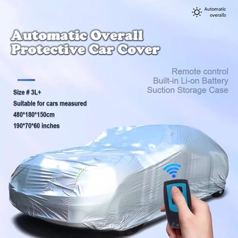 Automatic Car Cover Full Exterior Cover All Weather Waterproof Storage Case Remote Control 5 Layers Outdoor Rain UV Protection Universal Fit (HG-02P, 3L+) in Kuwait